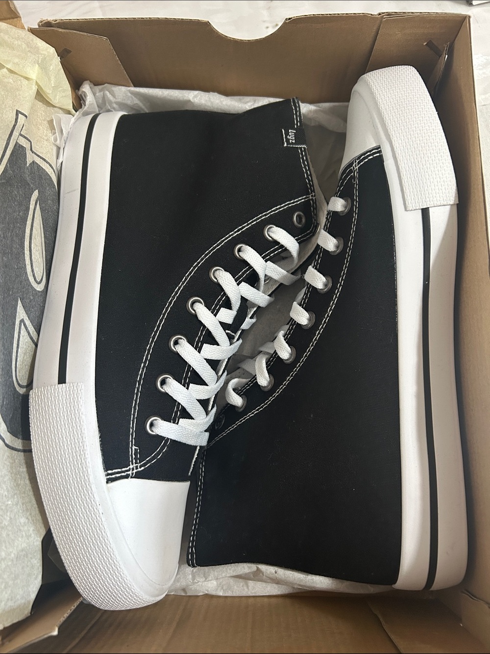 Lugz Black and White High-Top Canvas Sneakers - Men